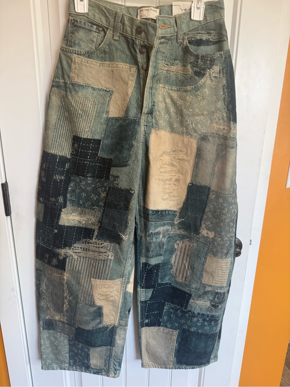 ✨ We The Free Patchwork-Print Barrel Jeans — NWT ✨